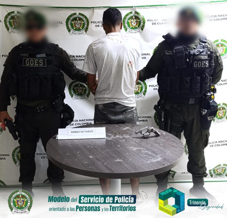 CAPTURADO POR FABRICACIÓN, TRÁFICO O PORTE DE ARMAS DE FUEGO EN EL BARRIO UNIPORTALES DE VILLAVICENCIO.