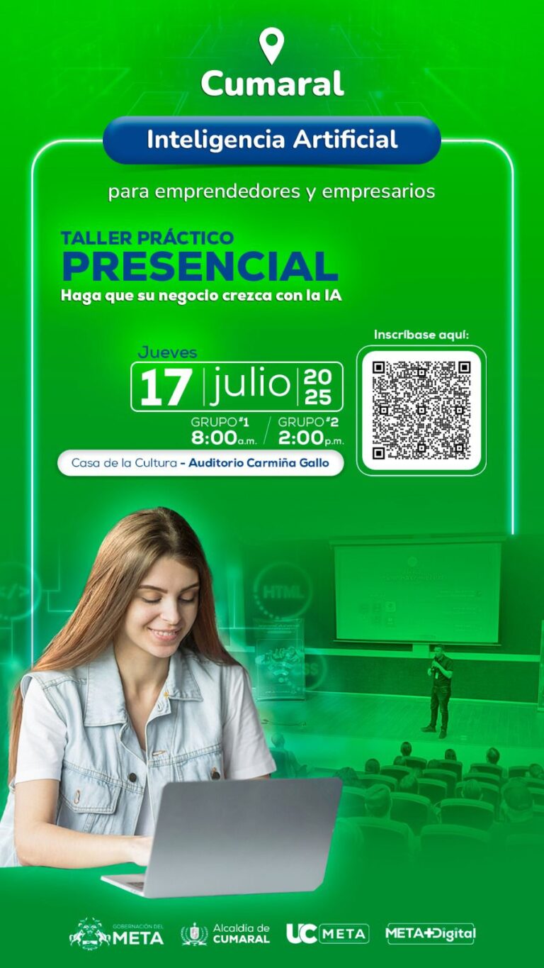 Gobernación del Meta impulsa a emprendedores con talleres gratuitos de inteligencia artificial en Cumaral y Restrepo