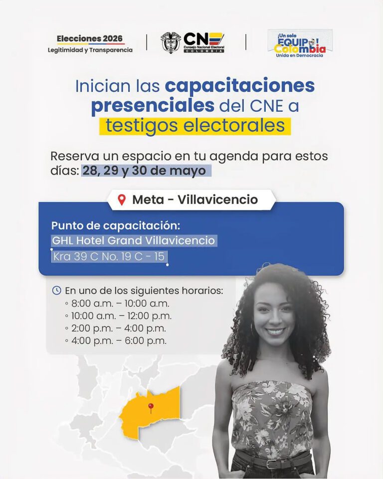 ¡CNE anuncia capacitaciones a testigos electorales en el Meta!