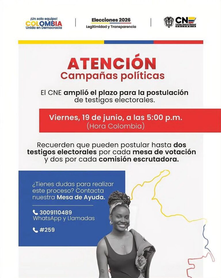 Atención! 📣 El Consejo Nacional Electoral amplió el plazo para postular a sus testigos electorales
